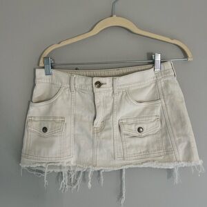 Aerie Off-White Denim Skirt